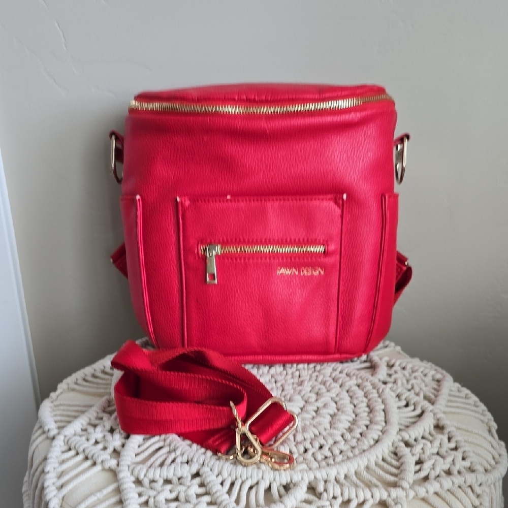 Fawn Design Red Baby Bag with Glossy Finish